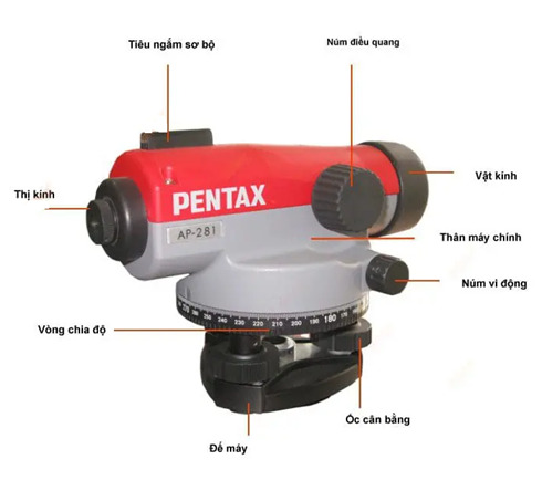 cấu tạo máy thuỷ bình pentax